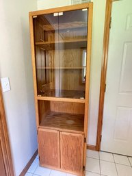 Tall Standing Wood Bookcase With Glass Doors