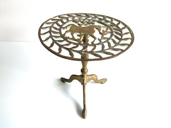 Vintage Brass Fireplace Trivet On Stand