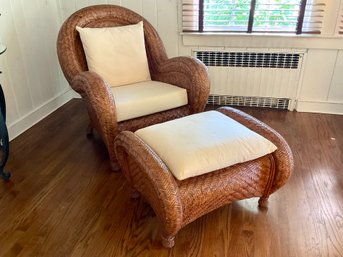 Fabulous Woven Rattan Chair And Ottoman - Pottery Barn