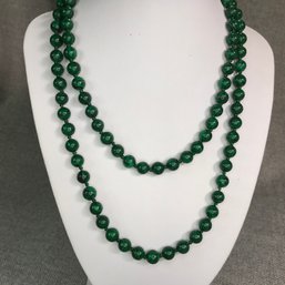 Wonderful Extra Long XL Malachite Bead Necklace - HIGHLY Polished - Very Long - Brand New - Never Worn