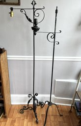 Pair Of Vintage Wrought Metal Floor Lamp Frames