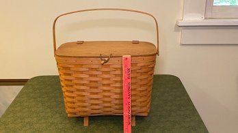 Longaberger Lid Cover Wicker Basket 16.75wX9dX12h Top Of Handle 18h