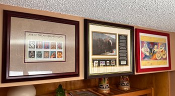 Framed Commemorative Stamps - Veterans, American Indian Art, And More