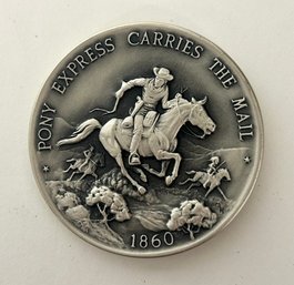 Sterling Silver Danbury Mint Coin - Pony Express Carries The Mail 1860