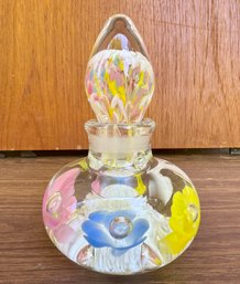 Vintage Multi Colored Floral St Clair Perfume Bottle By Joe Rice - Gibson Art Glass