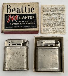 Pair Of Vintage BEATTIE 'JET' LIGHTERS- One With Original Box And Paperwork