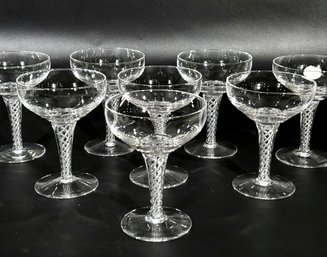 A SET OF 8 Hand Blown Stuart Crystal Sonata Champagne Coups