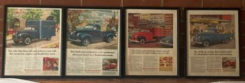 Four 1940's Framed Studebaker Ad Prints