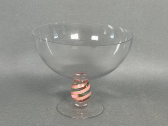Vintage Depression Glass With Swirl Glass Pedestal