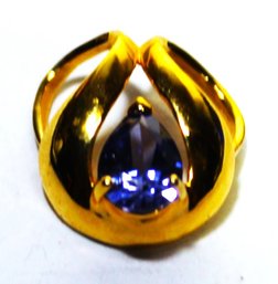 Fine Gold Over Sterling Silver Tanzanite Gemstone Pendant