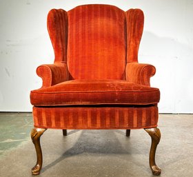 A Vintage Wing Back Chair In Corderoy