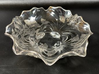 An Elegant Vintage Footed Bowl With Silver Overlay