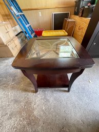 Glass Top Wood Side Table 1 Of 2
