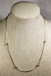 Fine Sterling Silver And Beaded Chain Necklace 16' Long