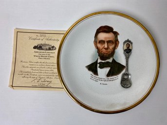 Collectible Abraham Lincoln Plate, Spoon And A Recipe Card (3)