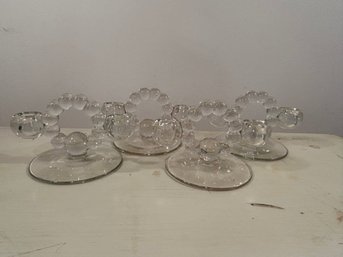 Vintage Art Deco Imperial Glass Candlewick Double Candleholders - Set Of 4