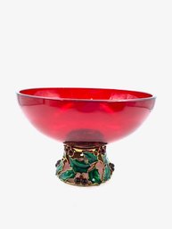 Vintage Teleflora Pedestal Holiday Bowl