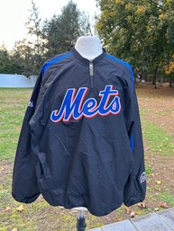 NOS With Tags Majestic Brand Mets Quarter Zip Nylon Windbreaker MLB Authentic Collection Size Large