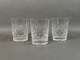 A Set Of Brilliant Waterford Crystal Double Old-Fashioned, Lismore Pattern (3 Total)