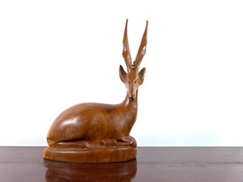 Exotic Carved Wood Seated Impala