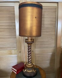 Tall Mid Century Gilded Provincial Twist Table Lamp