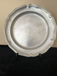 Vintage Stede Large Round Scalloped-Edge Pewter Charger