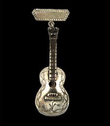 Vintage Mexican Sterling Silver Guitar Pin/brooch