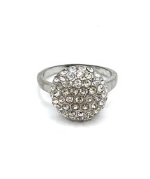 Glittery Clear Stones Round Statement Ring, Size 6.75