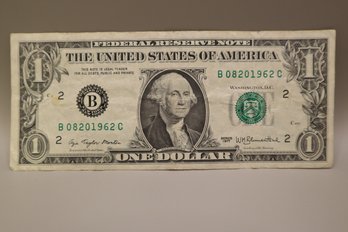 1977 One Dollar Bill Misaligned