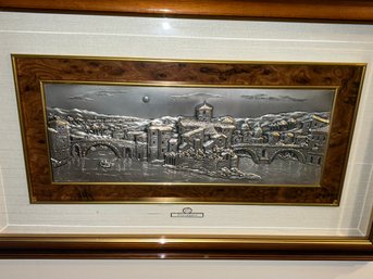 HUGE Vintage BRUNO CASTELLANI SOLID STERLING SILVER RELIEF PLAQUE-village With Waterways- Cost Over $1000-