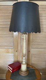 Tall Mid Century Table Lamp With Dramatic Black Shade