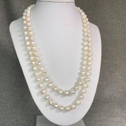 Fabulous Genuine Cultured Baroque Double Strand Pearl Necklace - NEW With Safety Slide Clasp - Never Worn !