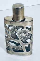 MEXICAN STERLING SILVER OVER GLASS PERFUME BOTTLE SIGNED JM