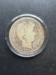 1908 Silver Barber Half Dollar