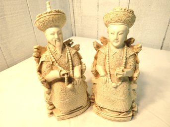 Emperor & Empress Asian Carved Figures Resin