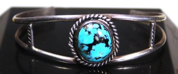 Vintage Sterling Silver Turquoise Stone Cuff Bracelet Southerwestern