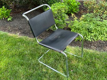 Mid Century Modern Spoleto Chair By Knoll, Chrome & Cowhide Leather