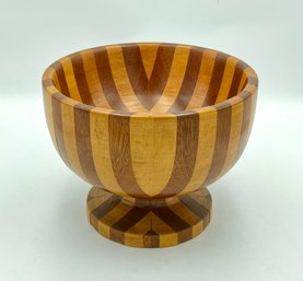 Large Vintage Folk Art Segmented Wood Bowl