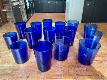 Cobalt Blue Drinking Glasses Including Boda Nova (Sweden)