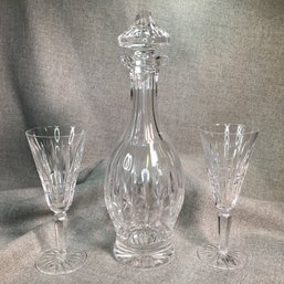 Fabulous Like New WATERFORD Three (3) Piece Decanter & Glass - NO Damage Or Issues - VERY Nice Gift Idea !