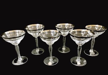 Six Vintage Pasabahce Crystal Cocktail/ Champagne Glasses- Made In Turkey