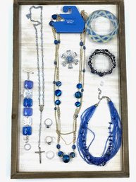 Collection Of Blue Hue Jewelry Vintage To Now - 10 Pieces