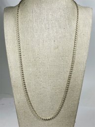 24' Long Sterling Silver Beaded Chain Necklace Italian