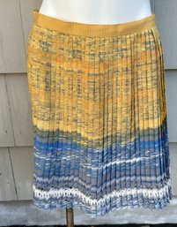 Tahari Yellow And Blue Pleated Skirt Size 6