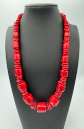 Sterling Silver & Red Coral Ascending Statement Necklace