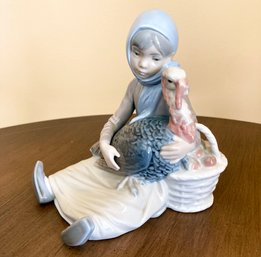 A Lladro Figurine, 4561, Girl With Turkey