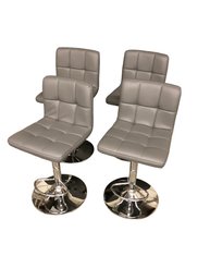 Powell Grey Cushioned Bar Chairs With Swivel And Adjustable Height