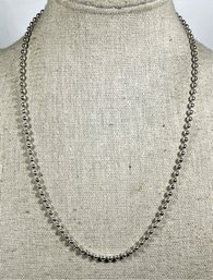 Fine Sterling Silver Beaded Chain Necklace 16' Long