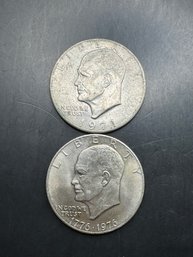 2 Eisenhower Dollars 1971, 1976