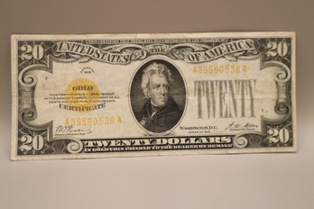 1928 Gold Certificate Twenty Dollar Bill